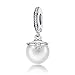 BAMOER 925 Sterling Silver Dangle Charms Pearl Cubic Zirconia Charm Beads Women Girls Fit Bracelet Necklaces