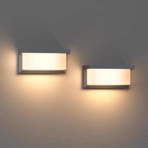 Klighten 2pcs E27 Outdoor Wall Light, 60W E27 Wall Light, IP65 Outdoor Wall Lamp for Indoor and Outdoor Use, Anthracite, (No Bulb)