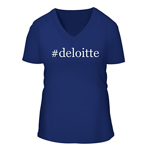 #deloitte - A Nice Hashtag Women's Short Sleeve V-Neck T-Shirt Shirt, Blue, Large