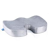 Comfty Orthopedic Seat Cushion for Comfort & Relief - 100% Memory Foam Cushion for Back Pain, Spine Alignment & Sciatica Relief, Grey