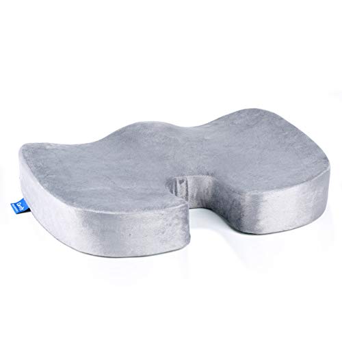Comfty Orthopedic Seat Cushion for Comfort & Relief - 100% Memory Foam Cushion for Back Pain, Spine Alignment & Sciatica Relief, Grey