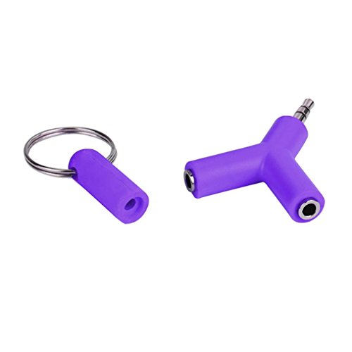 Sinwo Portable Audio Splitter Y Jack Male to 2 Female M/F 3.5mm Stereo Earphone (Purple)