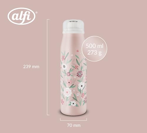 alfi Kids ISO Bottle 500 ml, Pink Pastel, Children's Insulated Drinking Bottle, Stainless Steel, Completely Leak-proof with Screw Cap, Keeps Hot for 12 Hours, Cold for 24 Hours, Drinking Bottle for Carbonated Drinks, BPA-Free