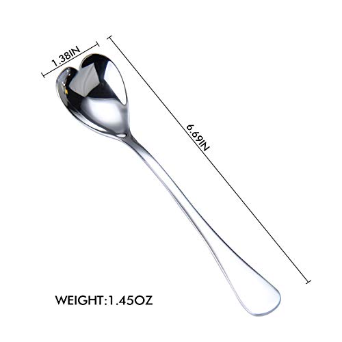 HISSF Heart Shaped Spoons, 18/10 Stainless Steel Spoon Set, Dessert Spoon, Ice Cream Spoons, Stirring Spoon for Tea, Cocktail, Sugar, Ice Cream, Christmas Cute Valentine's Day gift,Set of 4-6.7 Inches - Thumbnail 6