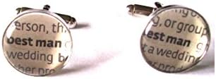 Dictionary Word Pieces Best Man Cufflinks in Velvet Cufflinks Box