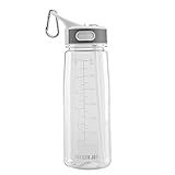 BOTTLED JOY Water Bottle, Reusable Sports Water Bottle with Straw and Handle BPA-Free Leak Proof Drinking Bottle for Travel Outdoor Hiking Camping, 28 oz 800ml (Clear)