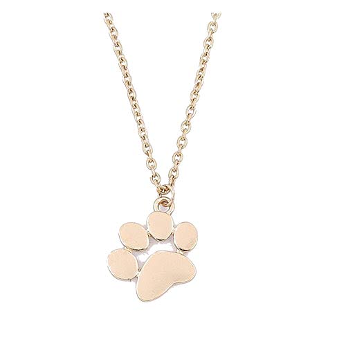 Dainty Pendant Necklace,Haluoo Women Girls Delicate Tiny Dog Paw Pendant Necklace 925 Sterling Silver/Gold Long Sweater Chain Necklace Lovely Dog Paw Charm Necklace Women Jewelry (Gold)