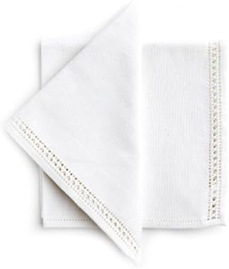 18"x18" Hand Loomed 100% Heavy Cotton White Color Napkin Set (Set of 4)