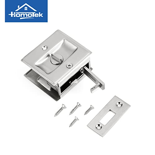 HOMOTEK Privacy Pocket Door Lock Hardware with Pull Replace Old Or Damaged Sliding Door Locks
