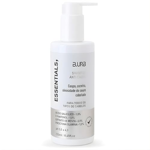 B.URB Essentials Shampoo Anti Caspa Tratamento Para Dermatite Seborreica Dermocosmético Capilar Profissional Com Piroctona Olamina pH Balanceado Higienizador Purificante Refrescante