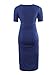 Women's Ruched Maternity Bodycon Dress Mama Causual Short Sleeve Wrap Dresses Navy L