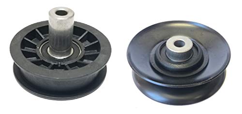 AMC 2 Pulleys, Drive Pulley Set, One V-Idler (Steel) for 139245 532139245, One Flat Idler (Composite) for 179114 532179114, Craftsman Poulan Husqvarna