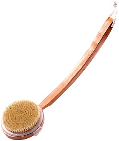 SEEKO Natural Boar Bristle Detachable Body Back Detox Brush Long Handle Massage Bath Brush