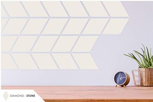Suber Geometrics Cork Board Tiles | 12 Pack Self-Adhesive Diamond Shape | Pinboard/Bulletin Board/Wall/Covering Decoration | 3D Design | 15cm/5.9" Each Side | 3.5mm/0.14" Thick (Stone)