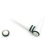 White Magnetic Design - Acrylic Fake Tapers - Cheaters - 0G Gauge - 8mm