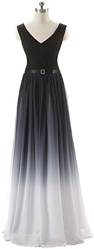 SiSiBride Gradient Color V Neck Chiffon 2017 Ombre Formal Evening Gown Dresses