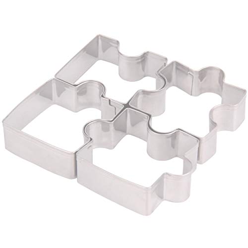 Christmas Cookie Cutter Set - 4 Piece - Holiday Stainless Steel Cookie Cutters - Puzzle Pattern- DIY Cake Biscuit Decoration Molds - Thumbnail 5