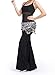 Aivtalk Women Belly Dance Wrap Gypsy Skirts with Coins Sequins Hip Scarf Black & Silver