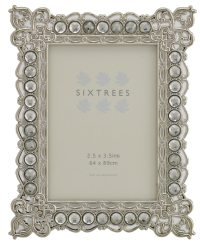 Antique Vintage and Shabby Chic Style silver metal photo frame with beads and crystals for a 3.5" x 2.5" (64 x 89mm) picture -Adelaide by Sixtrees
