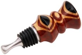 VinoStrumenti Padauk Wood with Ebony Eye Flat Top Stainless Steel Wine Bottle Stopper