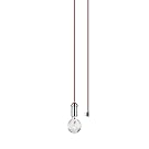 Globe Electric 65445 Edison 1-Light Plug-in Mini Pendant, Chrome Finish, Designer Red Fabric Cord, in-Line on/Off Switch, Red Cord with Chrome Socket