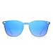 JIM HALO Trendy Rimless Mirrored Sunglasses Reflective Sun Glasses for Women Men (Matte Transparent/Mirror Gradient Blue)