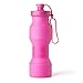 Asrisuk Sports Collapsible Water Bottle 27 oz, Folding BPA Free Silicone Water Bottle 800ml FDA Approved for Traveling, Camping, Hiking, Walking, Running (Pink)