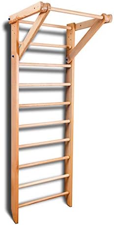 Dani Wall Bars SO-01-220, 87 in Wooden Swedish Ladder Set: Pull Up Bar for Training and Physical Therapy - Used in Homes, Gyms, Clinic, and Schools