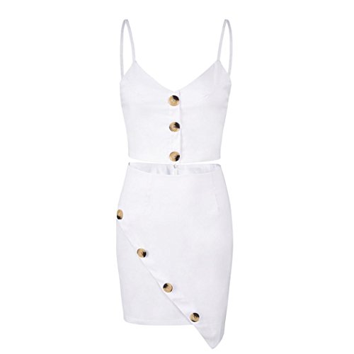 Tsmile 10Pcs Summer Holiday Skirt Hot Womens Button Crop Tops Bandeau Set Short Blouse White