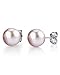 THE PEARL SOURCE 14K Gold 7-8mm AAAA Quality Round Pink Freshwater Cultured Pearl Stud Earrings for Women
