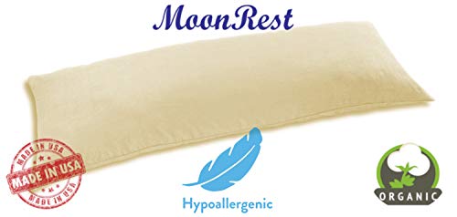 MoonRest - Organic Body Pillow, Natural Fabric - Hypoallergenic Down-Like Fill - Body Pillow - 20