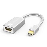 Mini DisplayPort to HDMI Adapter [Super Slim, Aluminum Shell, Nylon Braided] - iVanky Thunderbolt to HDMI Adapter for MacBook Air/Pro, Microsoft Surface Pro/Dock, Monitor, Projector and More - Silver