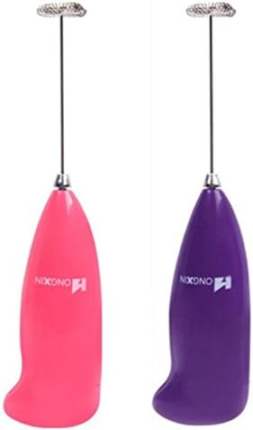 SKEYHALY Handheld Electric Milk Frother 2 PCS( purple and pink )