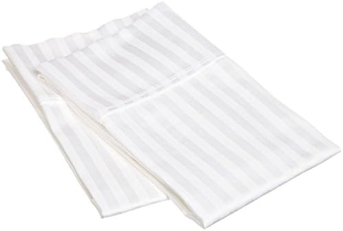 Set of 6 White STRIPE Pillowcases 300 Thread Count 100% Cotton Luxury Hotel Quality (Stripe 2026)