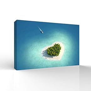 Canvas Wall Art for Living Room,Bedroom Home Artwork Paintings Heart-Shaped Island Ready to Hang - 12x18 inches