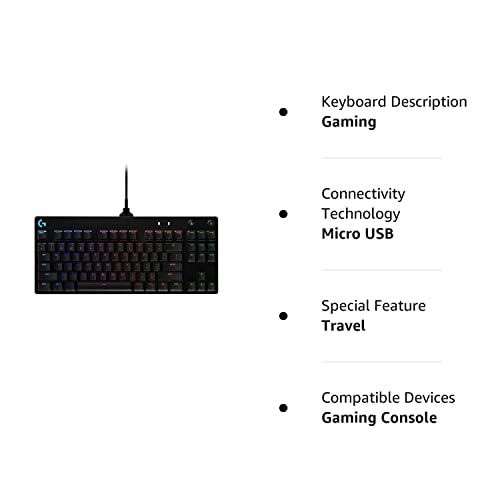 Logitech G PRO Mechanical Gaming Keyboard, Ultra Portable Tenkeyless