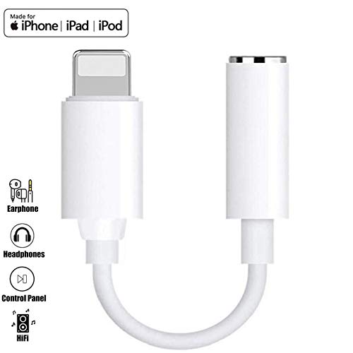 Headphones 3.5mm Jack Dongle Adapter AUX Audio Splitter Lightnįng Cable Headsets Converter Accessories Support iOS 10/11/12 and Later Compatible for iPhone XS/XR/X/8/8 Plus/7/7Plus/ipad/iPod