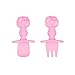 Bumkins Baby Utensils Set, Chewtensils Silicone Spoons for Dipping, Self-Feeding, Baby Led Weaning, Trainer Learning, First Stage Eating, Soft Practice Fork and Spoon, 6 Months, Hello Kitty Pink