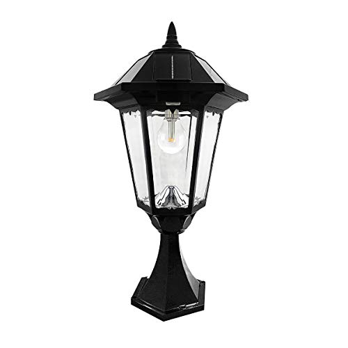 GAMA SONIC Windsor Bulb Solar Light, Outdoor Solar Powered LED, Wall or Post Mount, Black GS-99B-FPW - Thumbnail 7