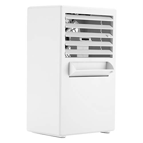 Air Conditioner Fan, Air Ice Cooler Mini Humidifier Purifier Portable Air Evaporative Cooler Desktop Air Cooler Personal Space Air Cooler Quiet with 3 Wind Speeds 5.7 x 3.9 x 9.5 inch(White)