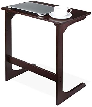MarketDream Bamboo Sofa Side Table, Snack Table Sofa Couch Coffee Table TV, Laptop Desk Modern Furniture for Home Office-Coffee Color