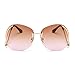 JOJO'S SECRET Oversized Rimless Sunglasses, Retro Upside Down Frame Clear Lens Glasses JS006 (Brown/Pink, 2.63)