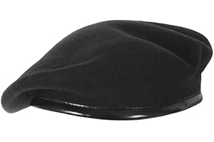 MAYMII·HOME British Military Berets Hat Cap for Men Women, Wool and Real Leather Beret Hats, Black/Red/Arm Green Army Beret