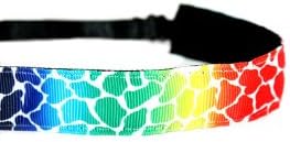 Mavi Bandz Adjustable Non-Slip Fitness Headbands Animal Giraffe - Rainbow