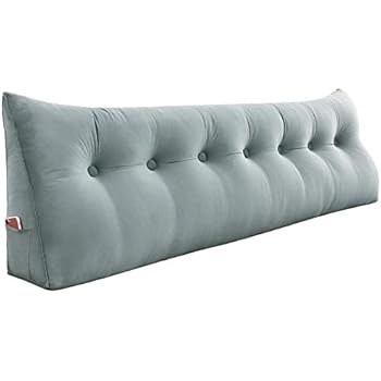 VERCART 100% Polyester Sofa Bed Large Soft Upholstered Headboard Filled Wedge Cushion Bed Backrest Positioning Support Reading Pillow Office Lumbar Pad with Removable Cover Light Gray King