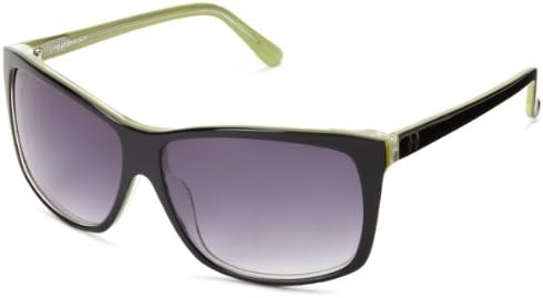 Tres Noir Women's Heartbreaker Rectangular Sunglasses,Black &amp; Lime,59 mm