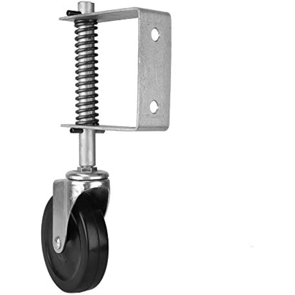 4" Rubber Gate Wheel Spring Loaded Swivel Caster Heavy Duty 220lbs