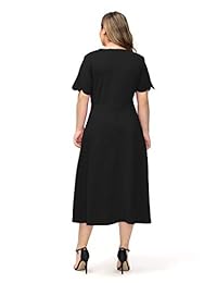 ESPRLIA Vestido de cóctel para mujer de manga corta, talla grande