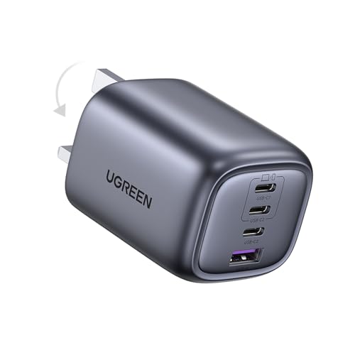 UGREEN Nexode 4-Port 65W USB C Charger,Foldable Type-C Fast Wall Charge Plug GaN Laptop Charging Adapter Compatible for Galaxy S25 Ultra,MacBook Air,HP/Dell/Lenovo,iPad,iPhone 17 Pro Max