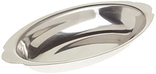 Winco Prato oval de aço inoxidável, 355 ml